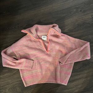 Aerie Pink and Orange Cowl Neck Sweater